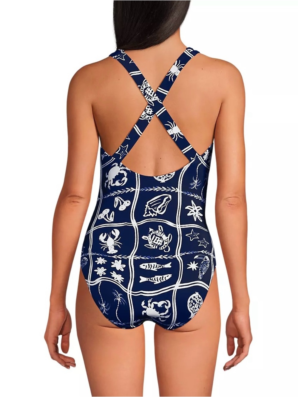Lands' End Women’s Tugless X-back One Piece Swimsuit - Picture 6 of 6